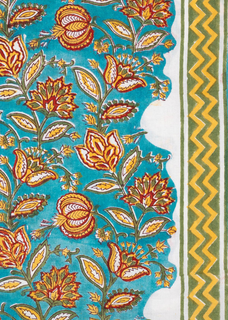 A Pop of Chintz Cotton Hand Block Printed Fabric (1.20 Meter)