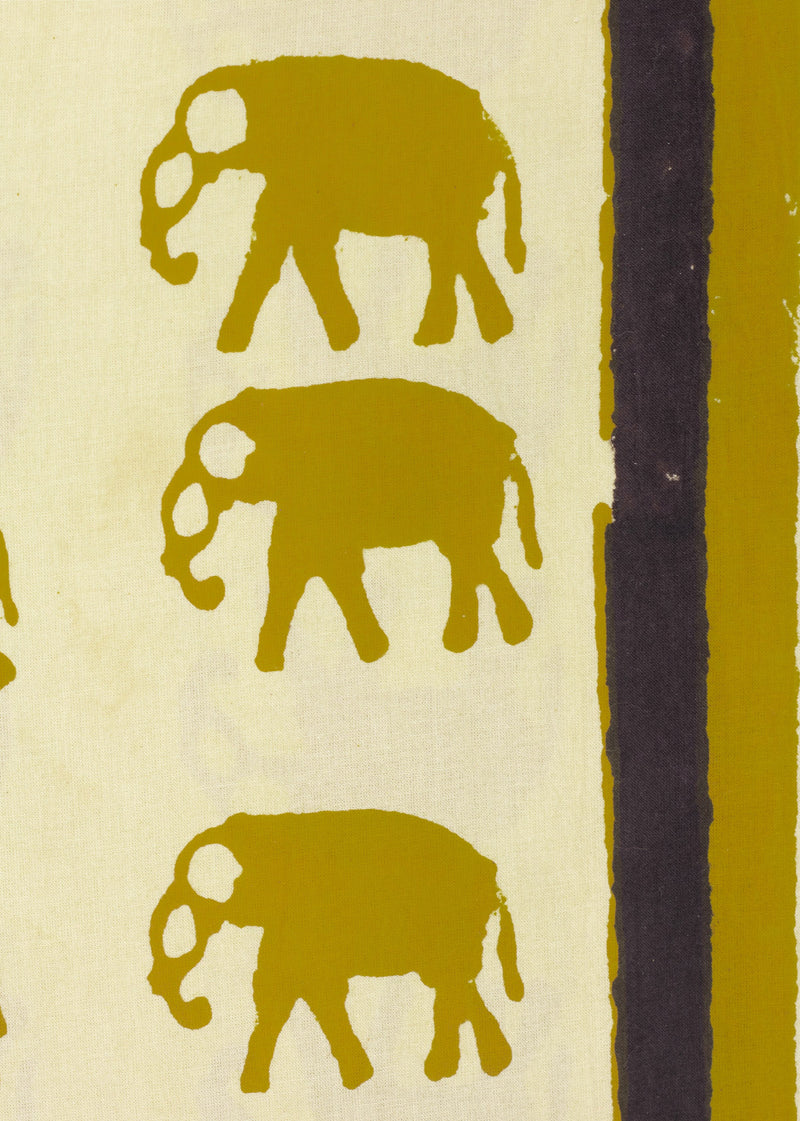 Tusker Yellow Hand Block Printed Fabric