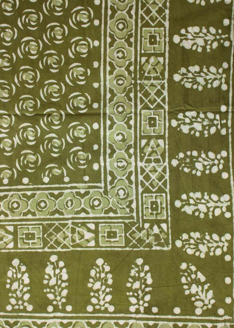 Lush Green Vineyard Cotton Hand Block Printed Bed Linens