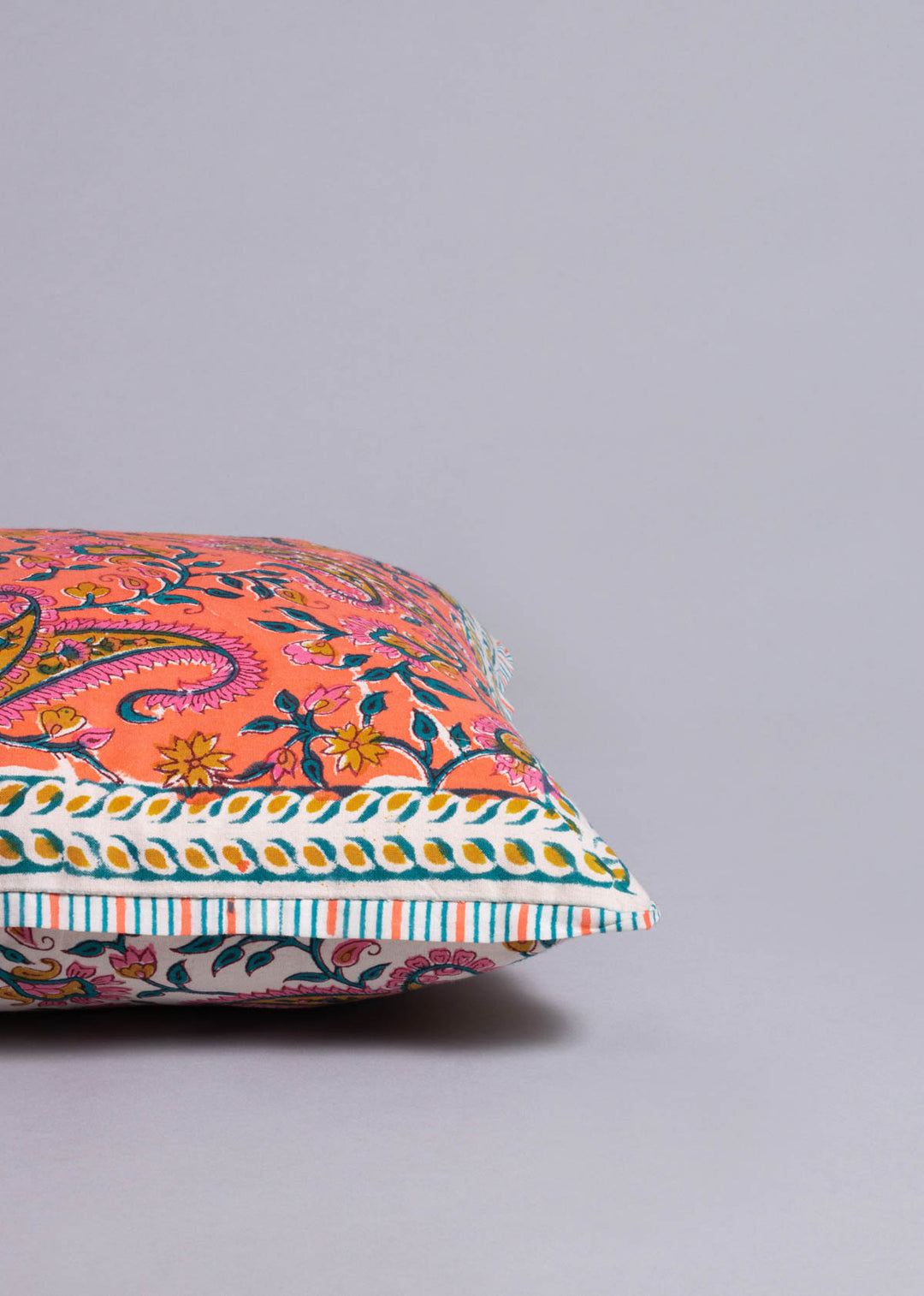 A Paisley Paradise Hand Block Printed Cushion Cover