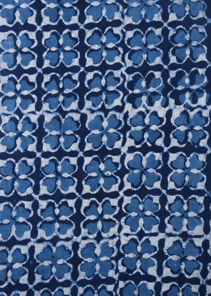 Clove Indigo Cotton Hand Block Printed Fabric