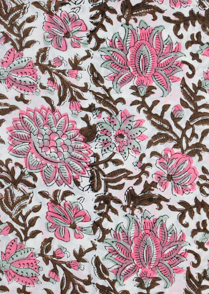 Forgotten Blossoms Cotton Hand Block Printed Fabric