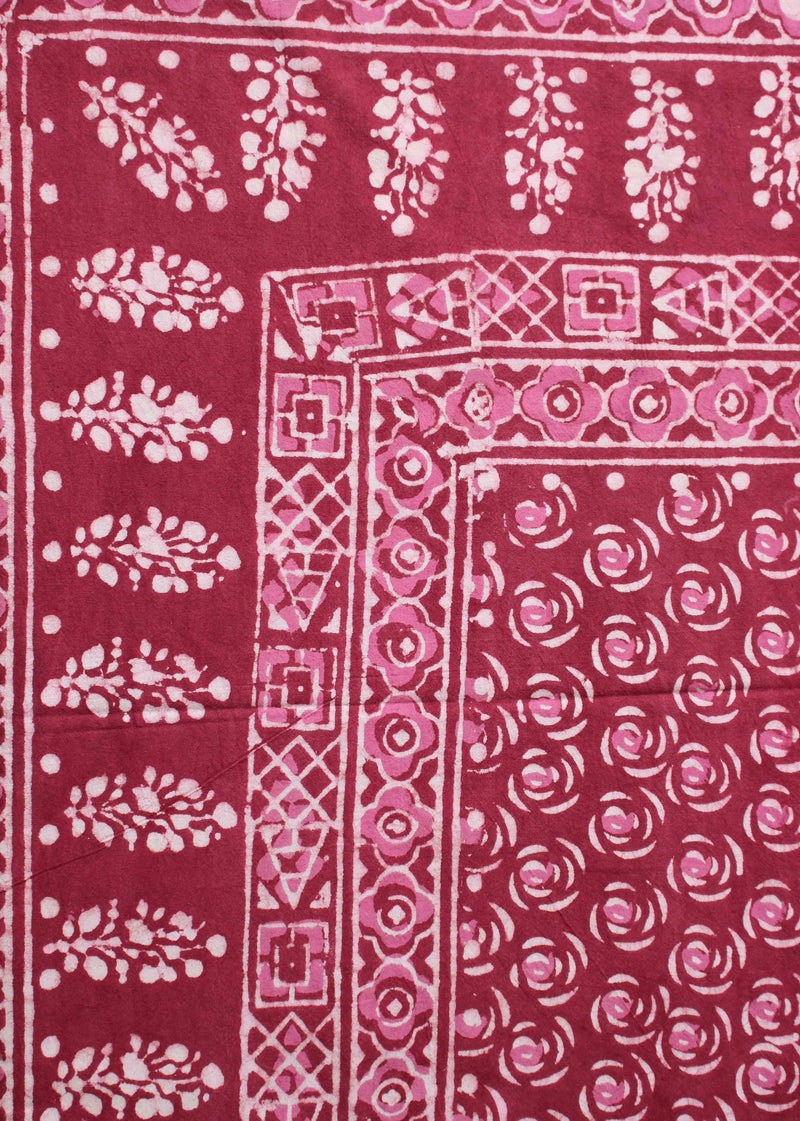 Magenta Vineyard Cotton Hand Block Printed Bed Linens