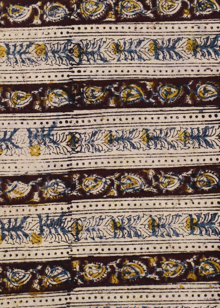 Walls of Eden  Night Cotton Kalamkari Hand Block Printed Fabric