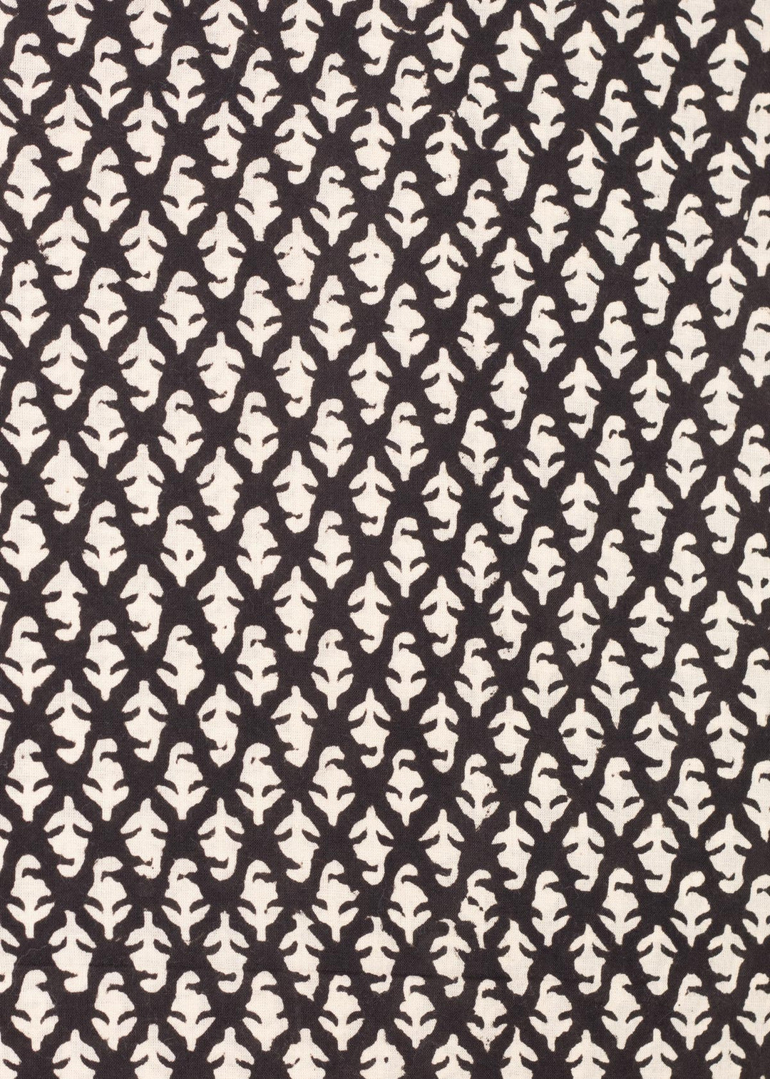 Ryes Black Cotton Hand Block Printed Fabric