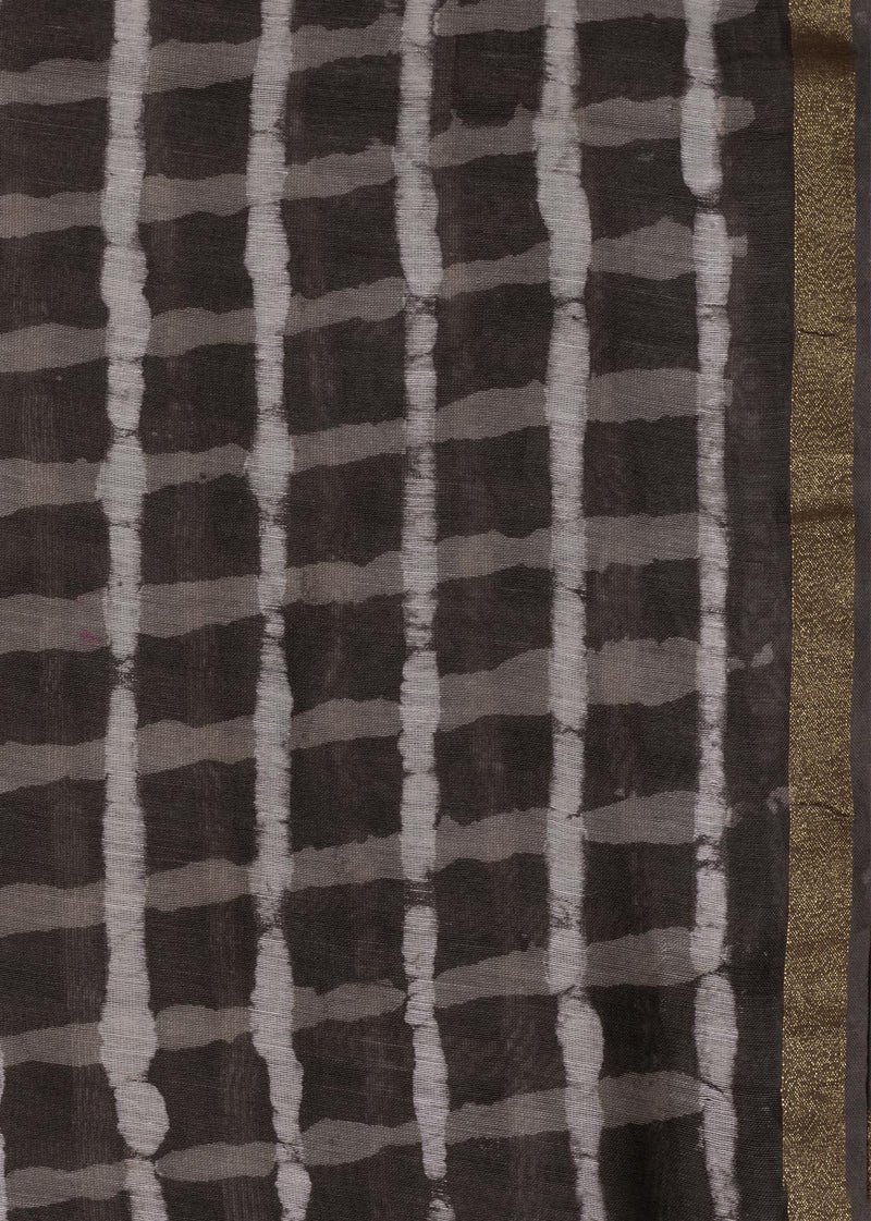Chanderi Cheques Hand Block Printed Fabric (1.20 Meter)