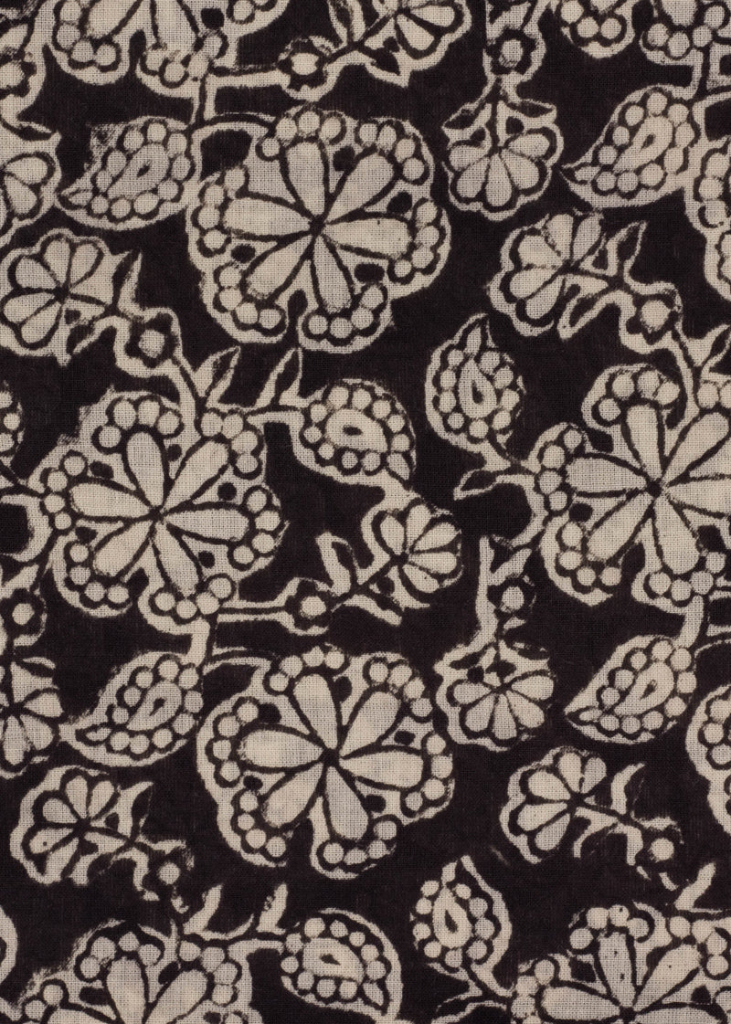 Surkh-Siyah Black Champa Hand Block Printed Fabric