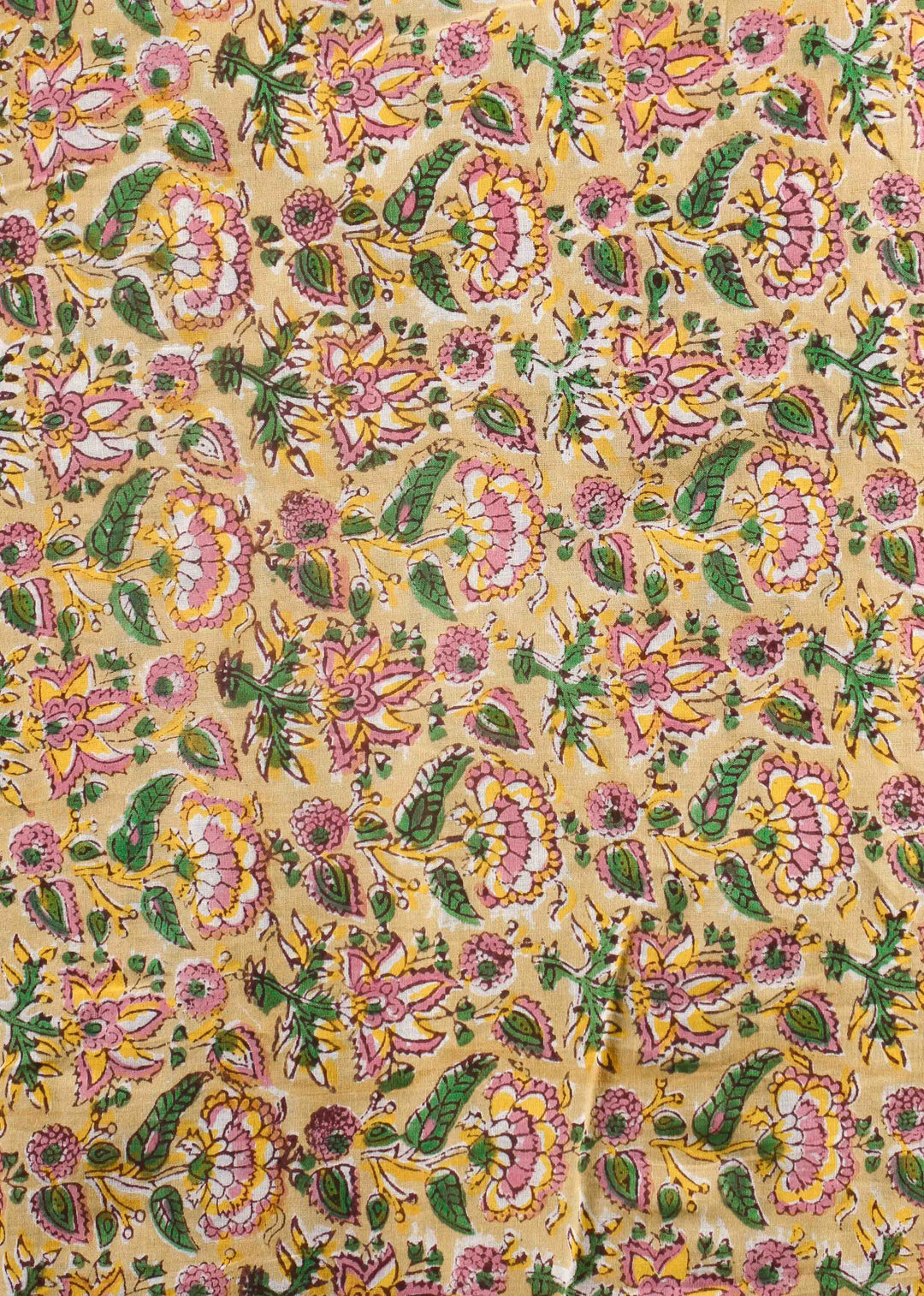 Golden Glow Cotton Mulmul Hand Block Printed Fabric