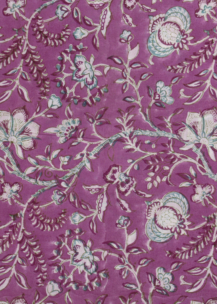 Amethyst Amore Cotton Hand Block Printed Fabric