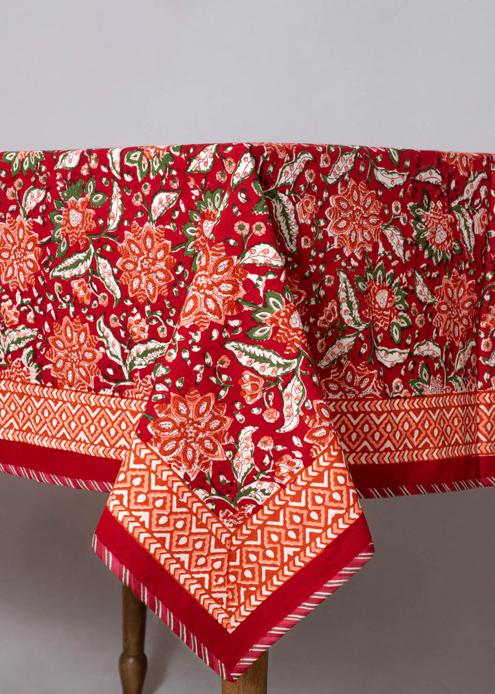 Bloom Ablazed Hand Block Printed Table Cover