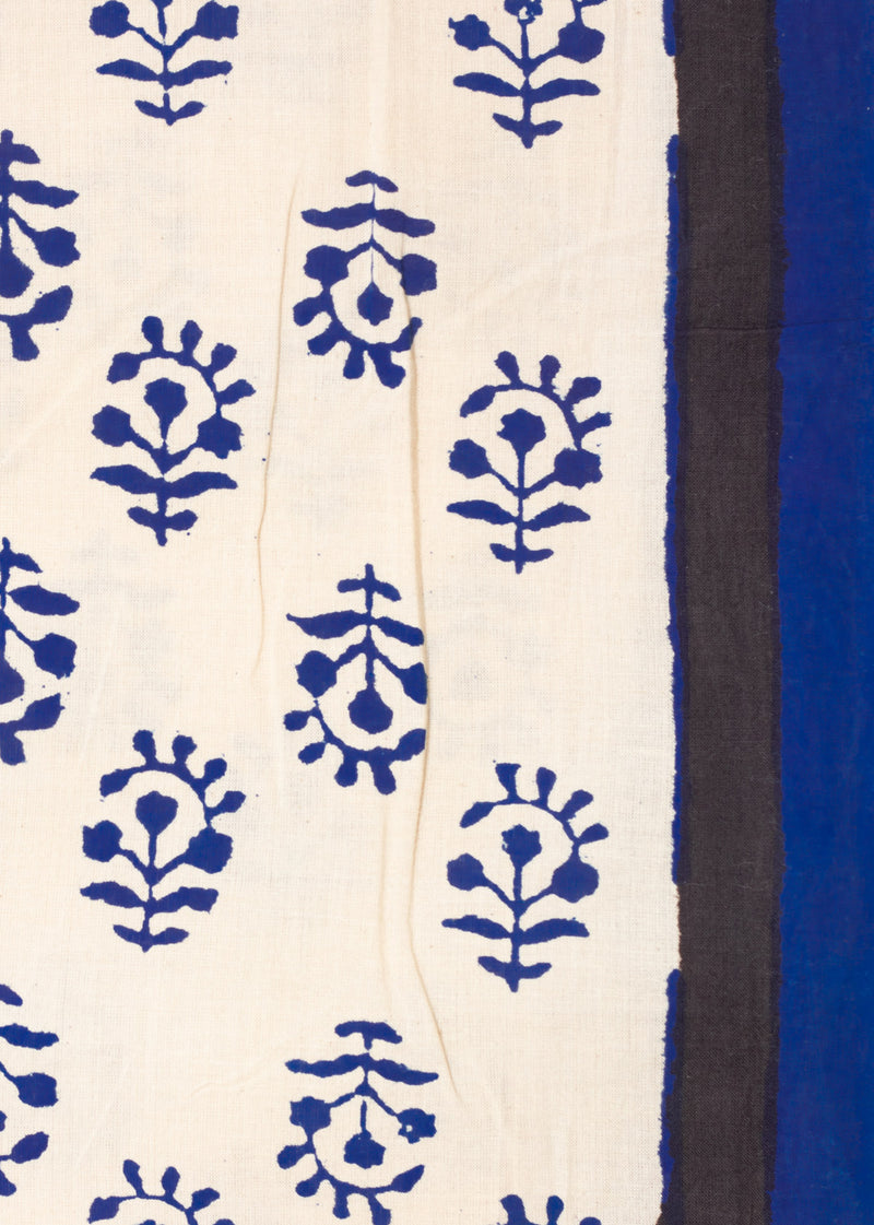 Bell Chime Blue Cotton Hand Block Printed Fabric