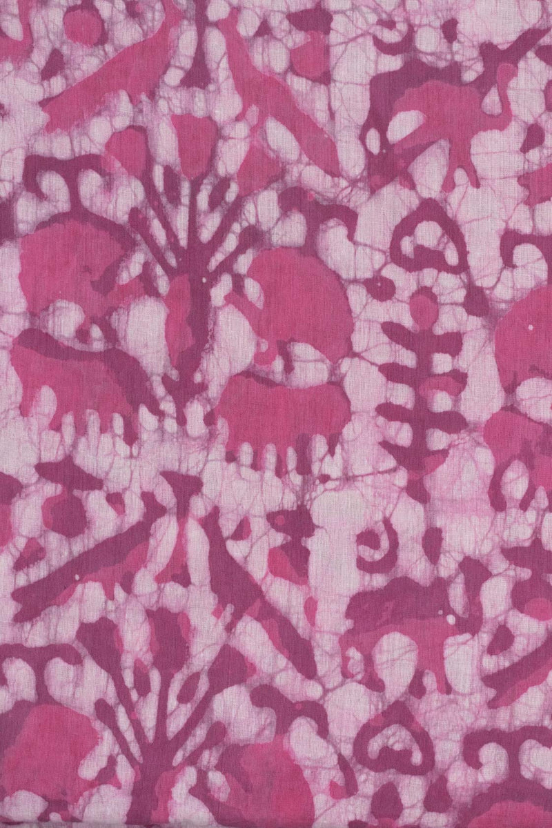 Dance of the wild Pink Hand Block Printed Cotton Mulmul Fabric(1.70 Meter)
