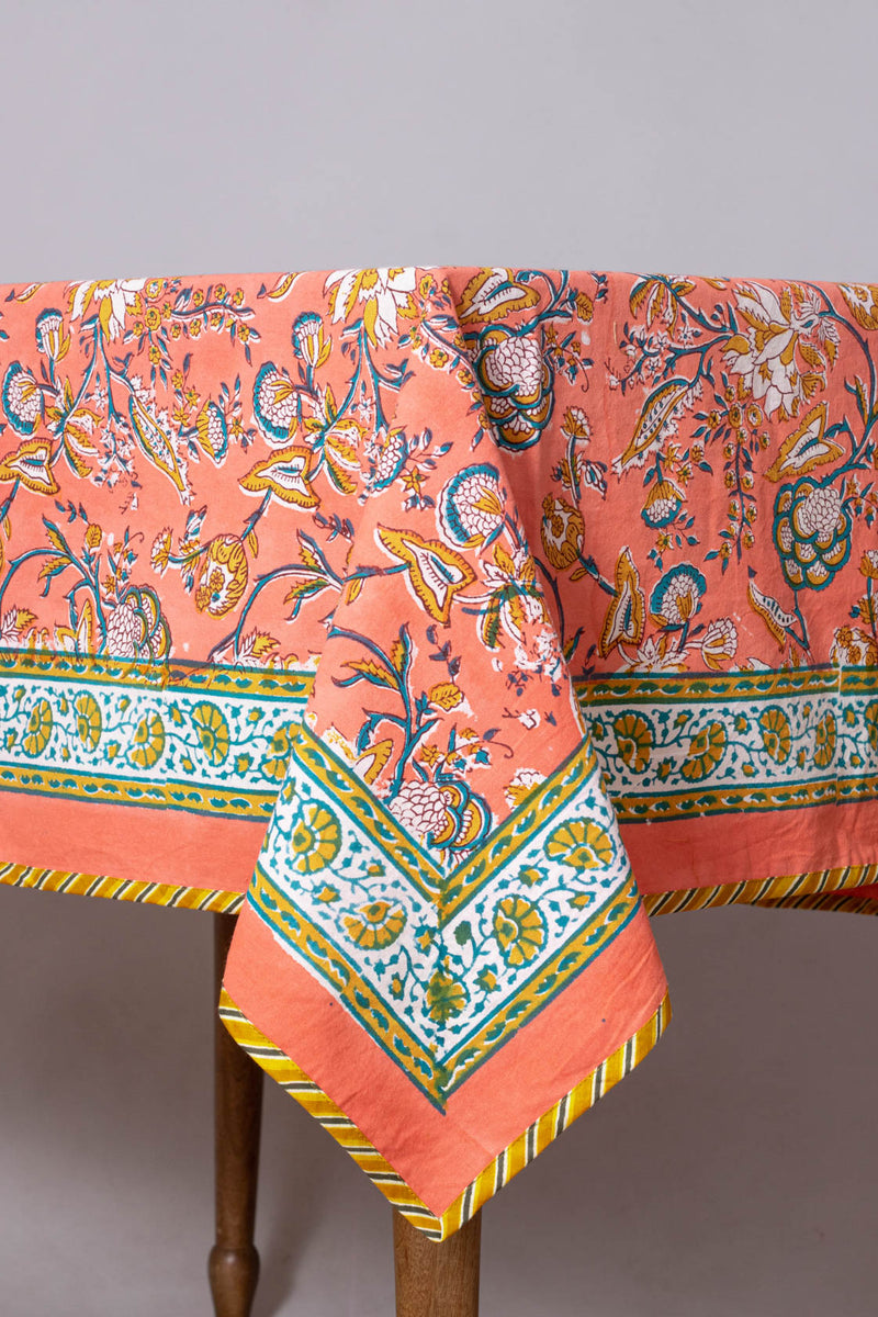 Ethereal Chase Hand Block Printed Table Cover