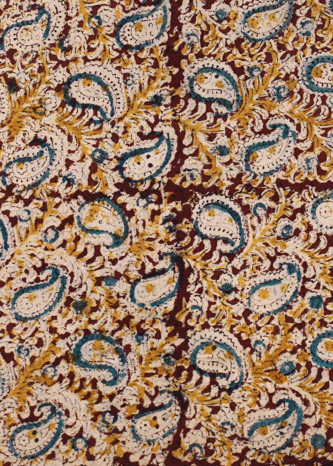 Kacchi Keri Dayglow Cotton Kalamkari Hand Block Printed Fabric