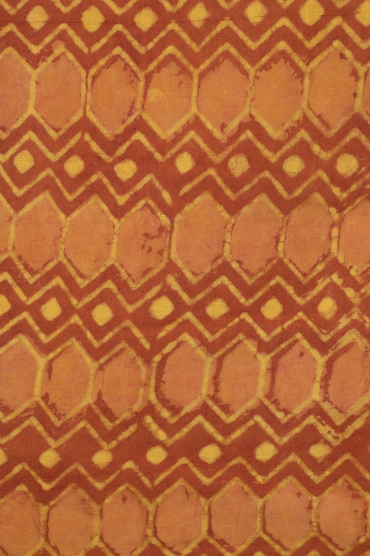 Diamond In The Rough Waters  Tangerine  Cotton Hand Block Printed Fabric (2.80 Meter)