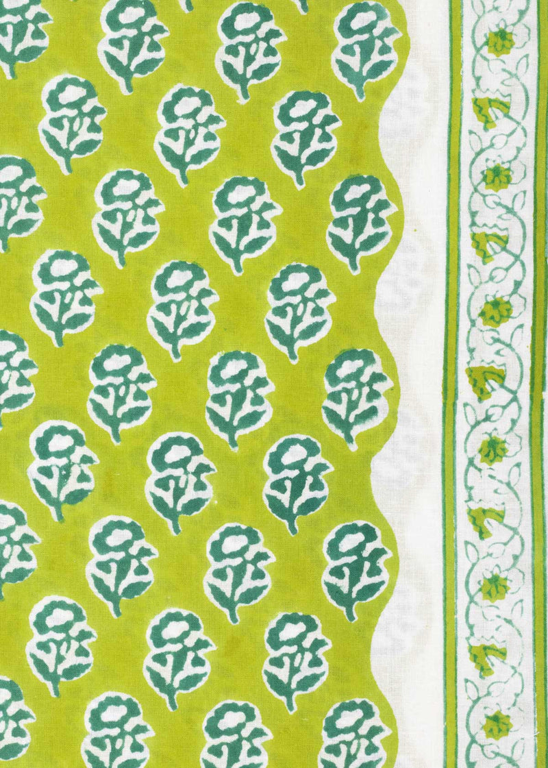 Eden Green Cotton Hand Block Printed Fabric (2.80 Meter)