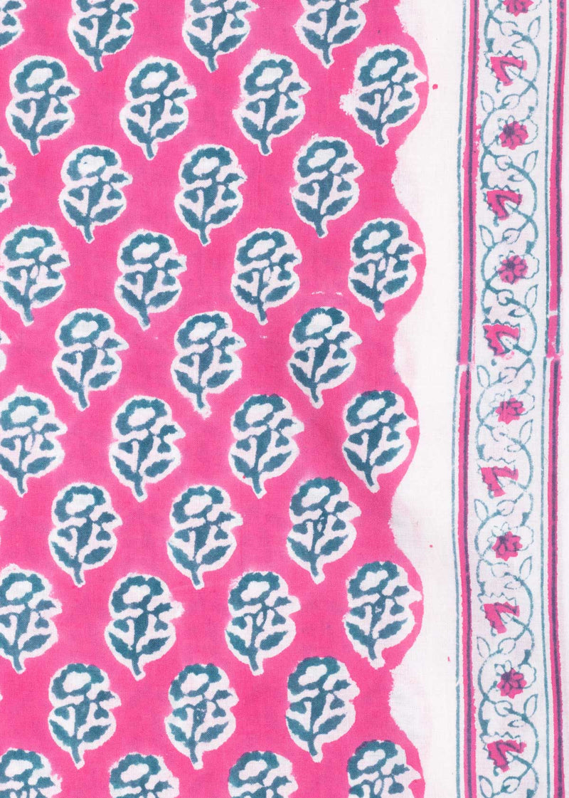 Eden Pink Cotton Hand Block Printed Fabric