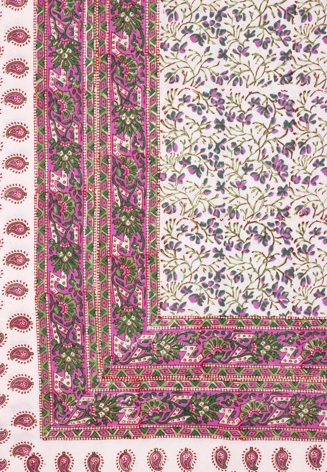 Wasteland Bloom Magenta Hand Block Printed Cotton Bedsheet