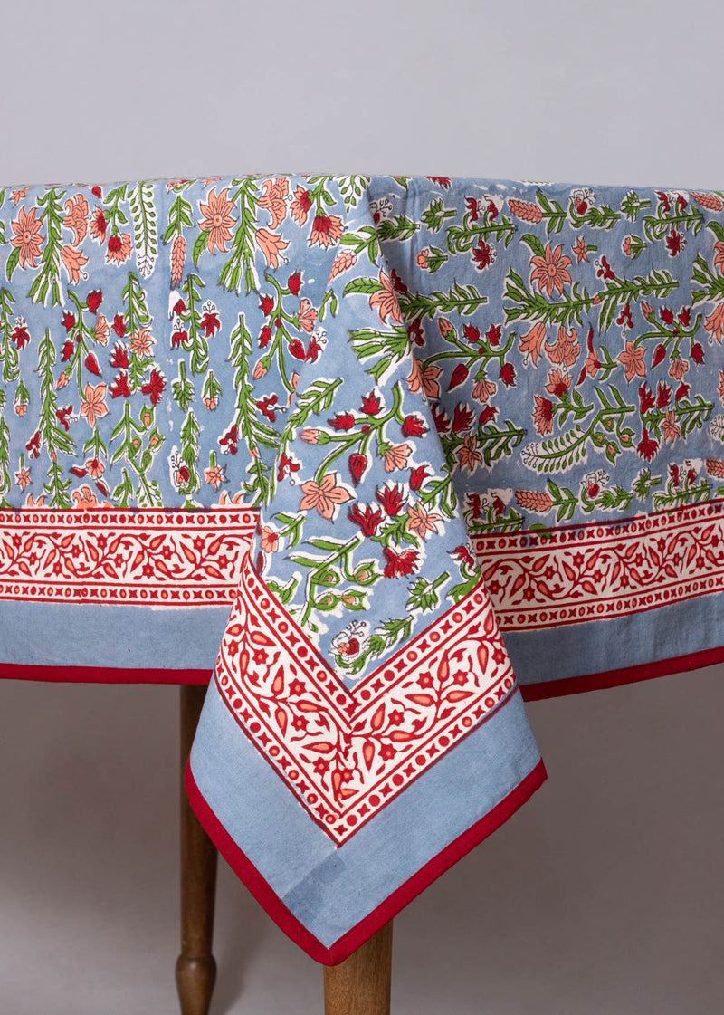 Cherry Wine Hand Block Printed Table Cover