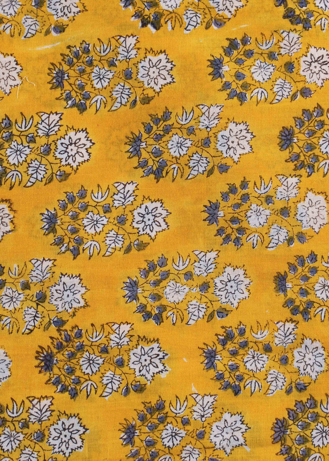 Mellow Mustard Cotton Hand Block Printed Fabric