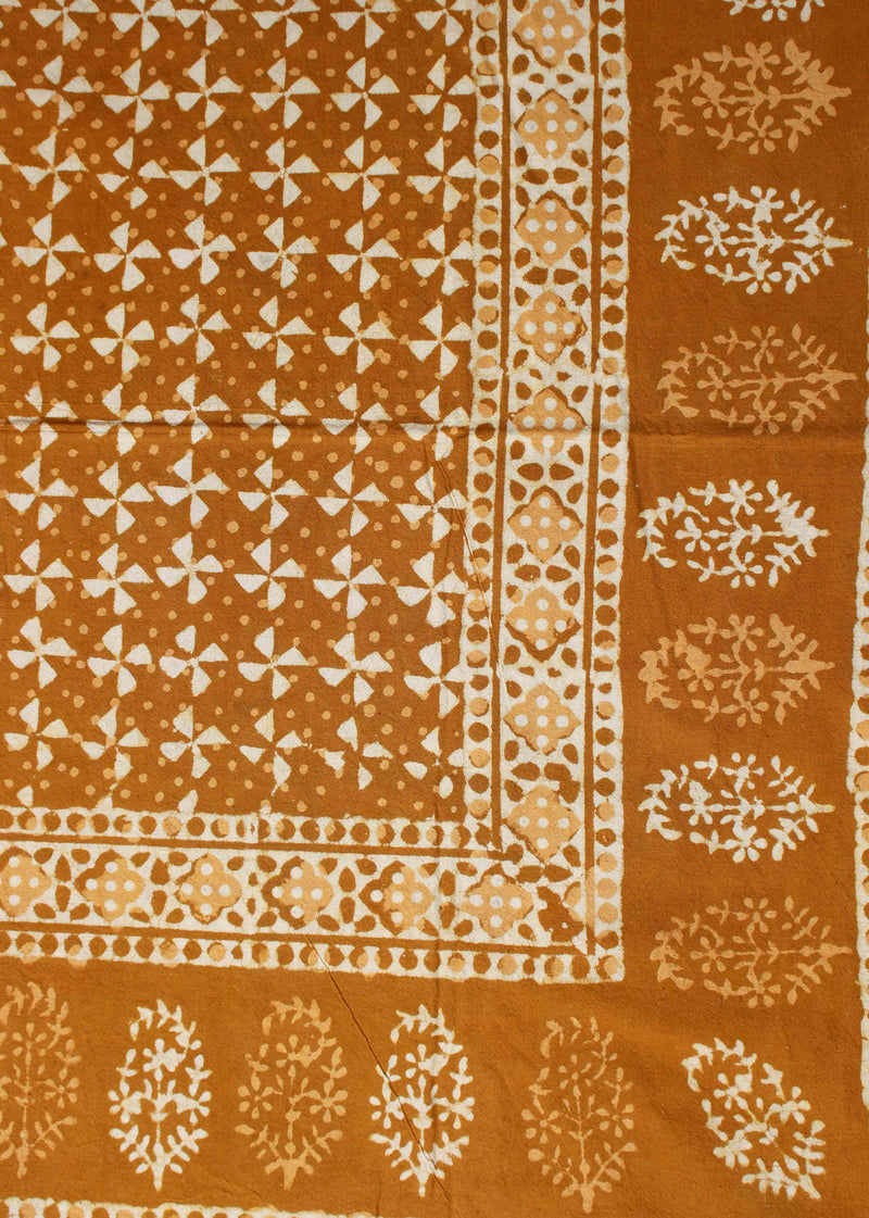 Meadowy Amber Gold Melodies  Cotton Hand Block Printed Bed Linens