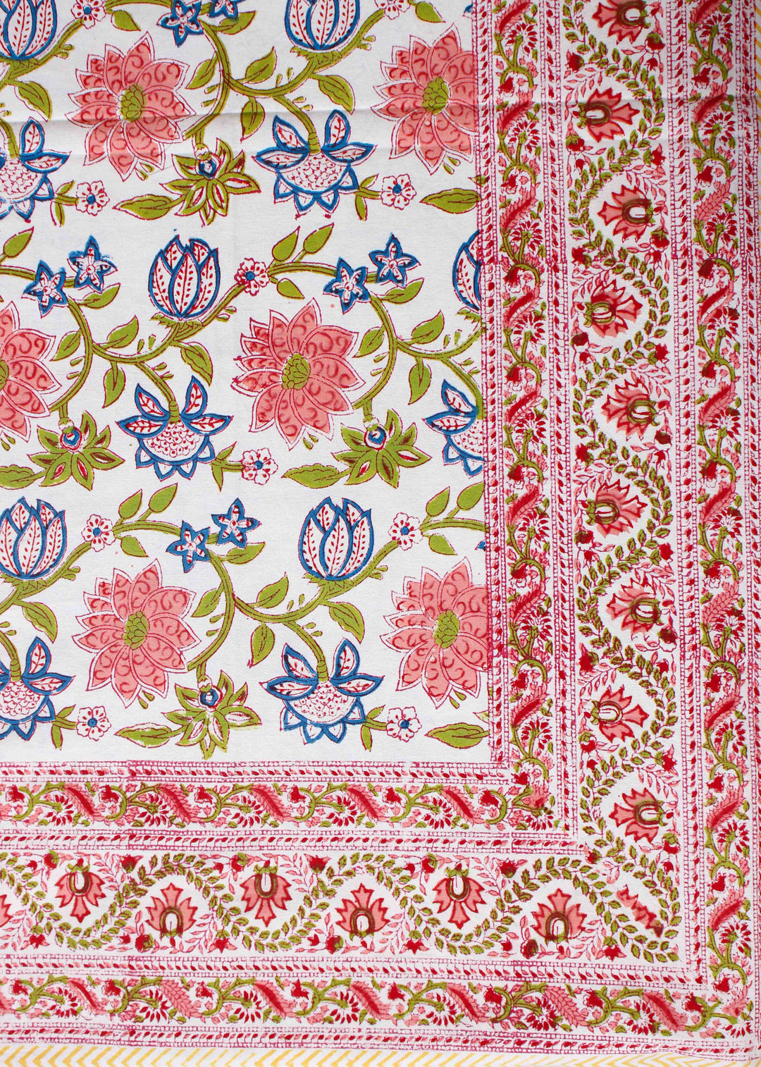 Violin Vines Cotton Hand Block Printed Bed Linens