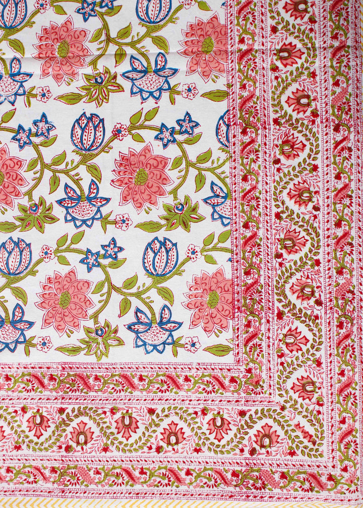 Violin Vines Cotton Hand Block Printed Bed Linens