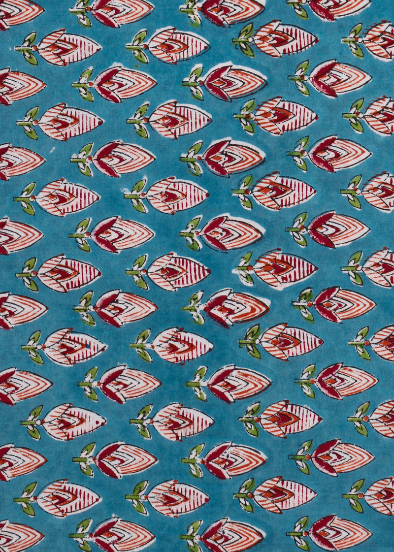Lillybuds in the Summer Hand Block Printed Fabric