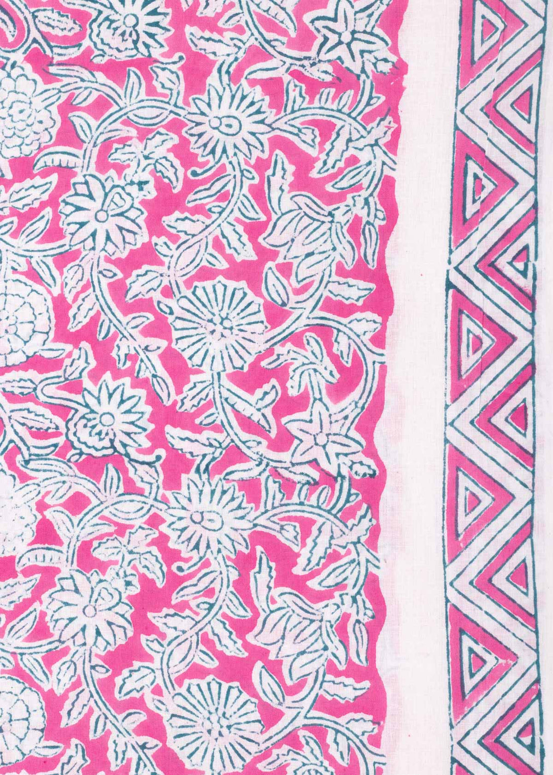 Wilderness Pink Cotton Hand Block Printed Fabric