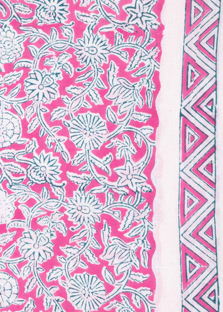 Wilderness Pink Cotton Hand Block Printed Fabric