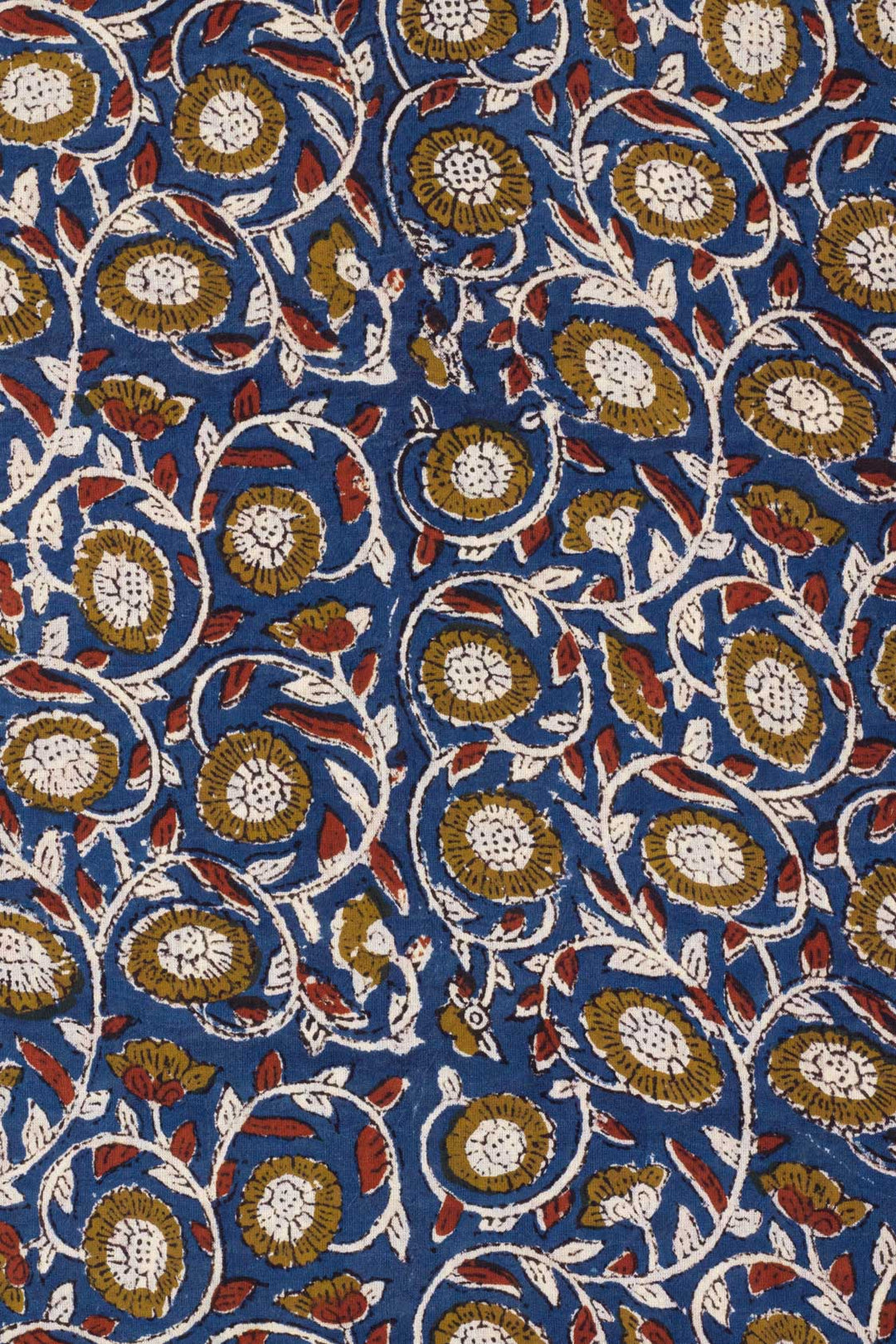 Sunlight Calls Blue Mulmul Hand Block Printed Fabric