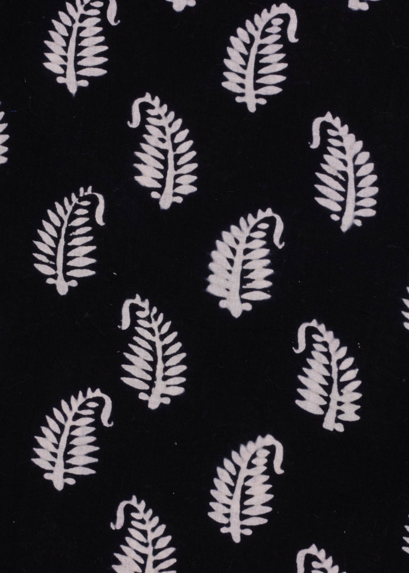 Cotton Flowerless Feathers Hand Block Printed Fabric (1.50 Meter)