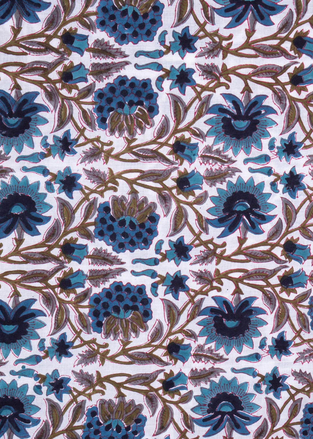 Indigo Dunes Cotton Hand Block Printed Fabric