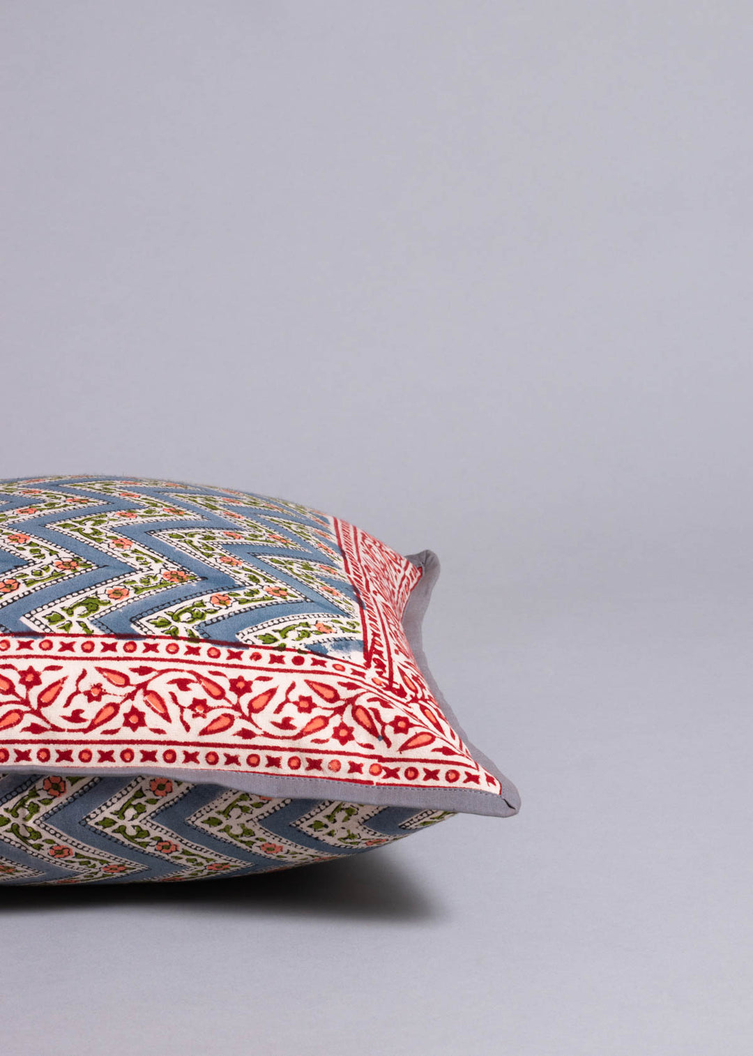 Creepers in Chevron Hand Block Printed Cushion Cover