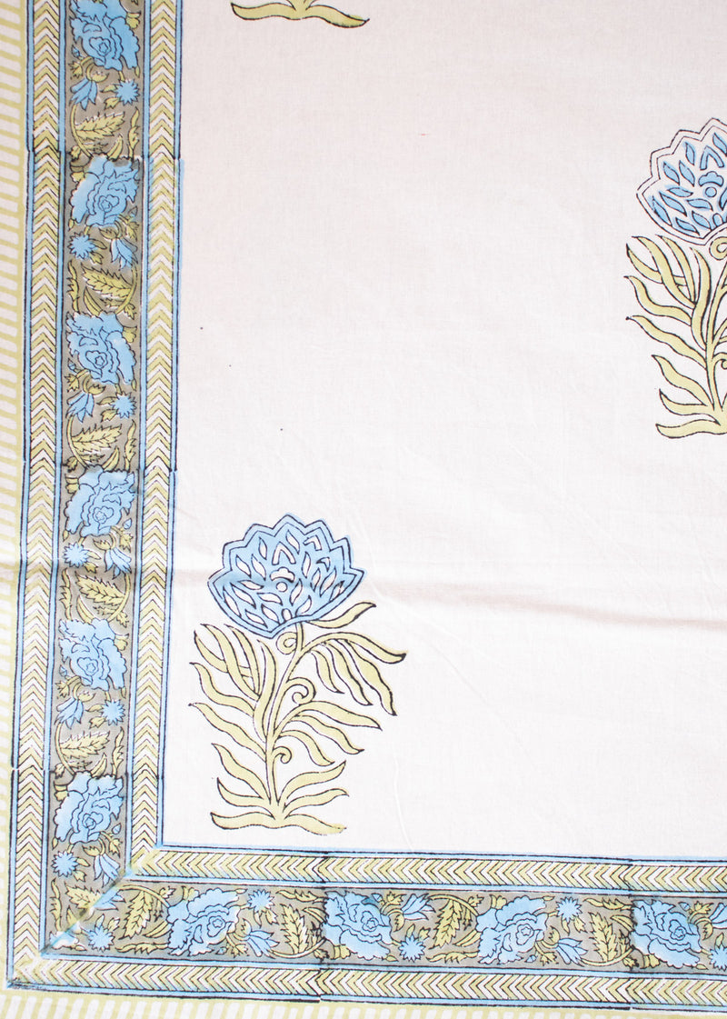 Blue Beloved Hand Block Printed Cotton Bedsheet