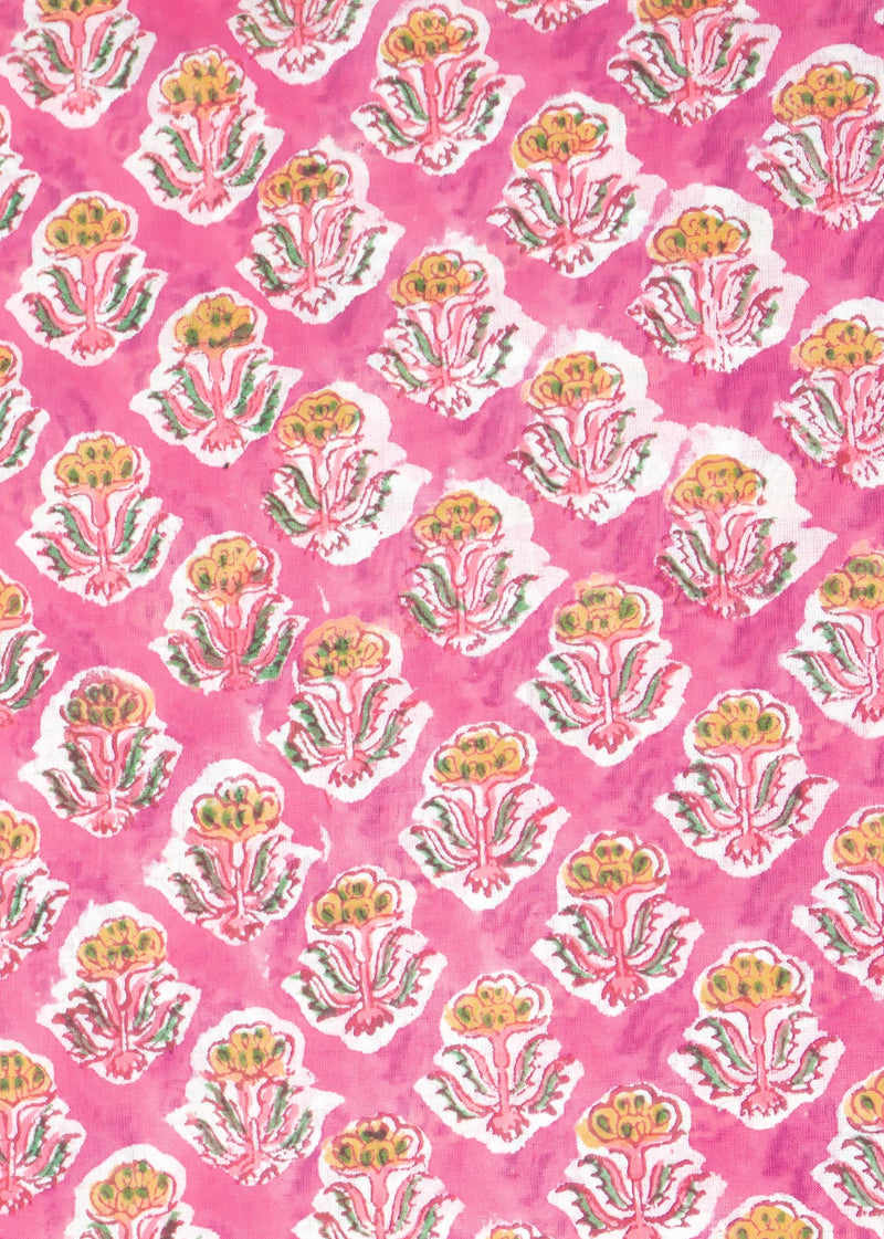 Peach Days Are Gone Cotton Hand Block Printed Fabric