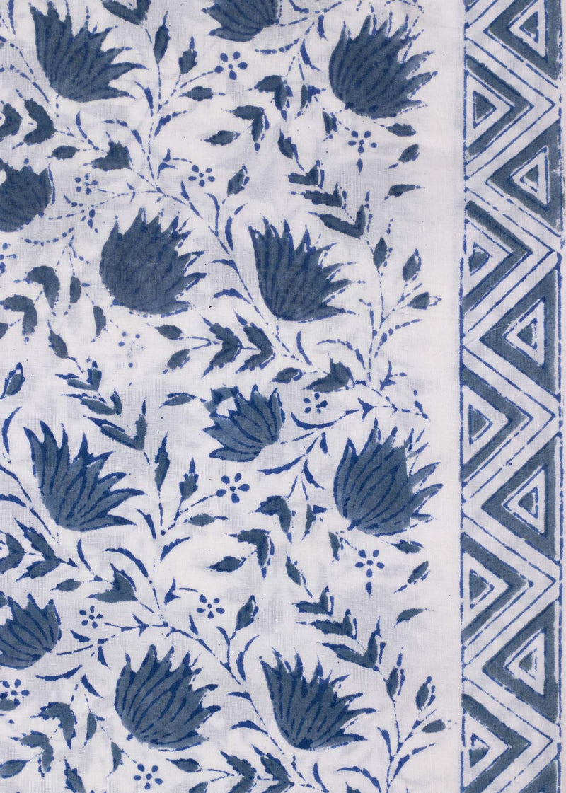 Inferno Blue Cotton Hand Block Printed Fabric (2.00 Meter)