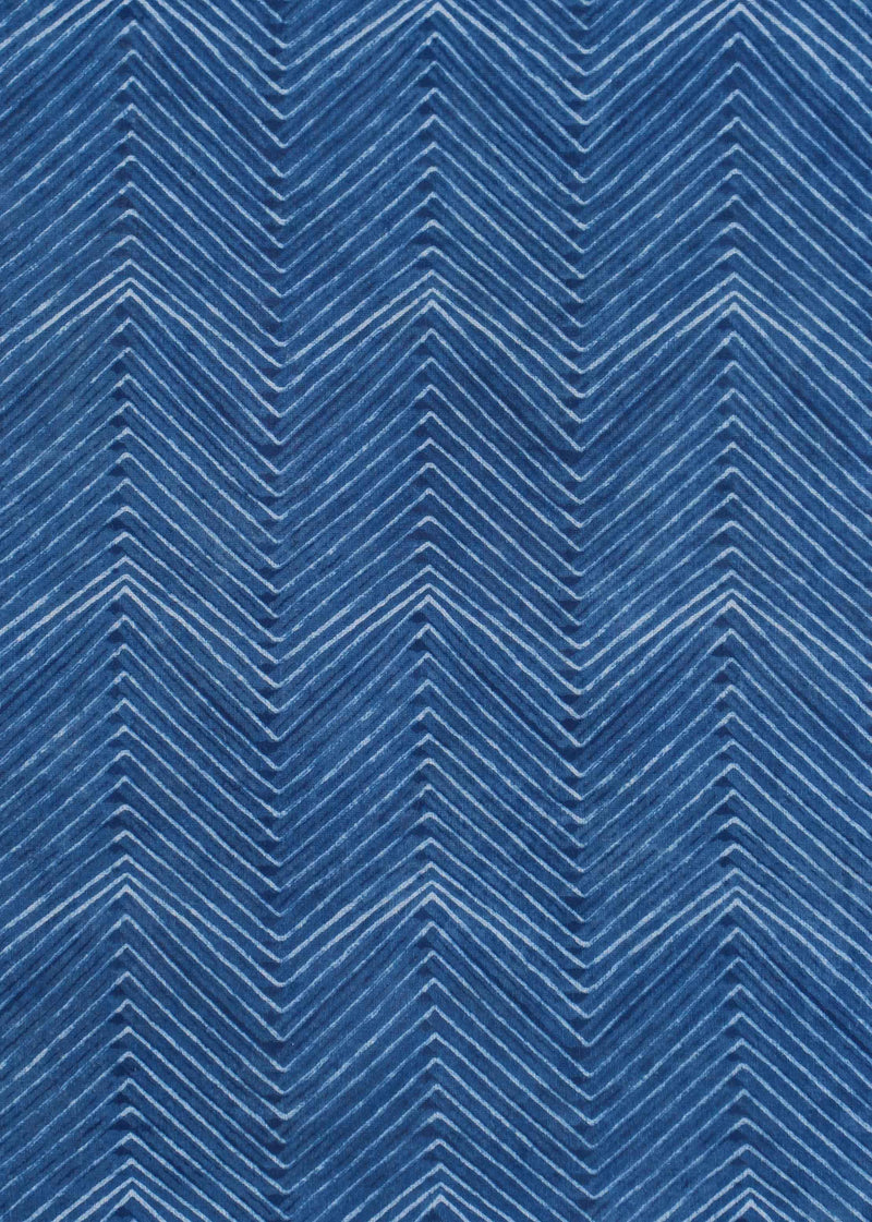 Ocean Lines Cotton Hand Block Printed Fabric (2.10 Meter)
