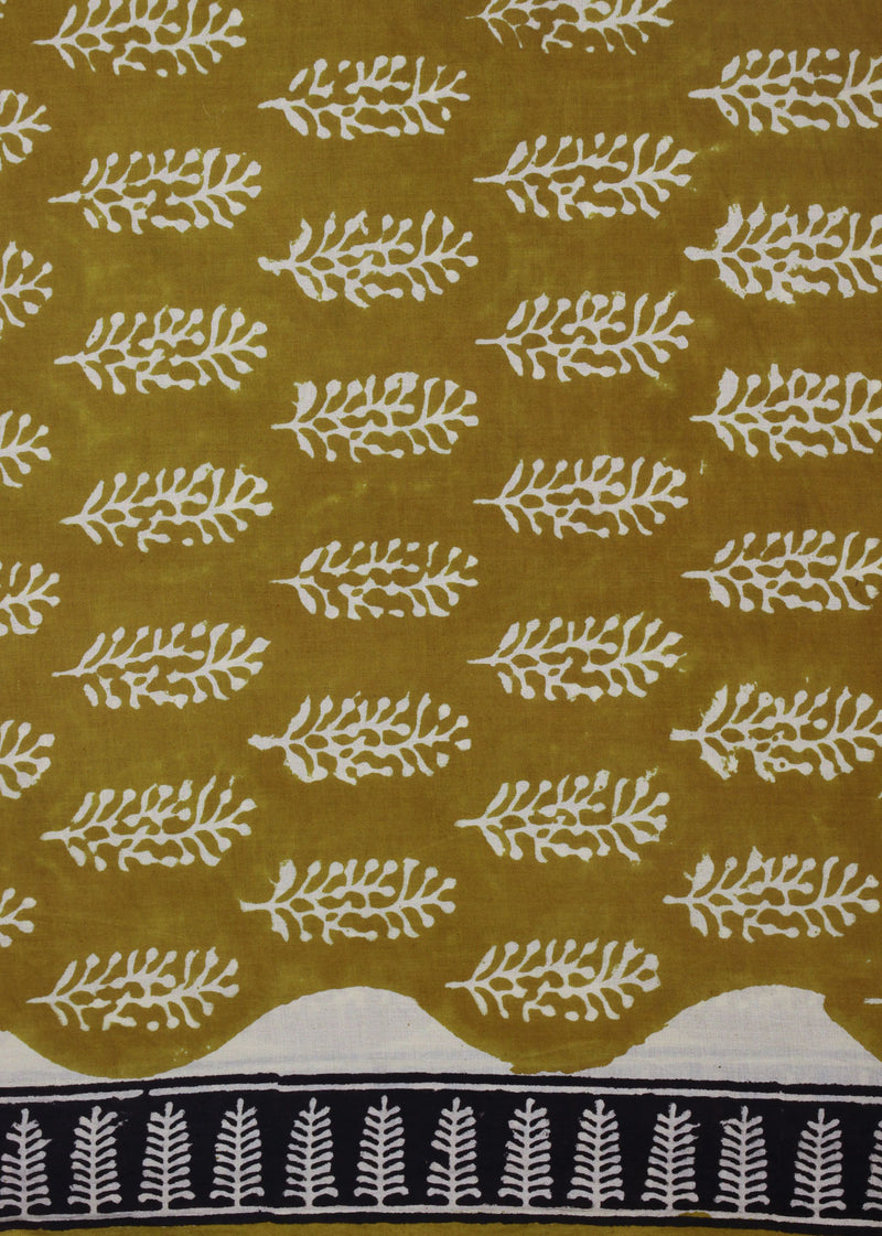 Sunstrom Mustard Combination Cotton Hand Block Printed Fabric