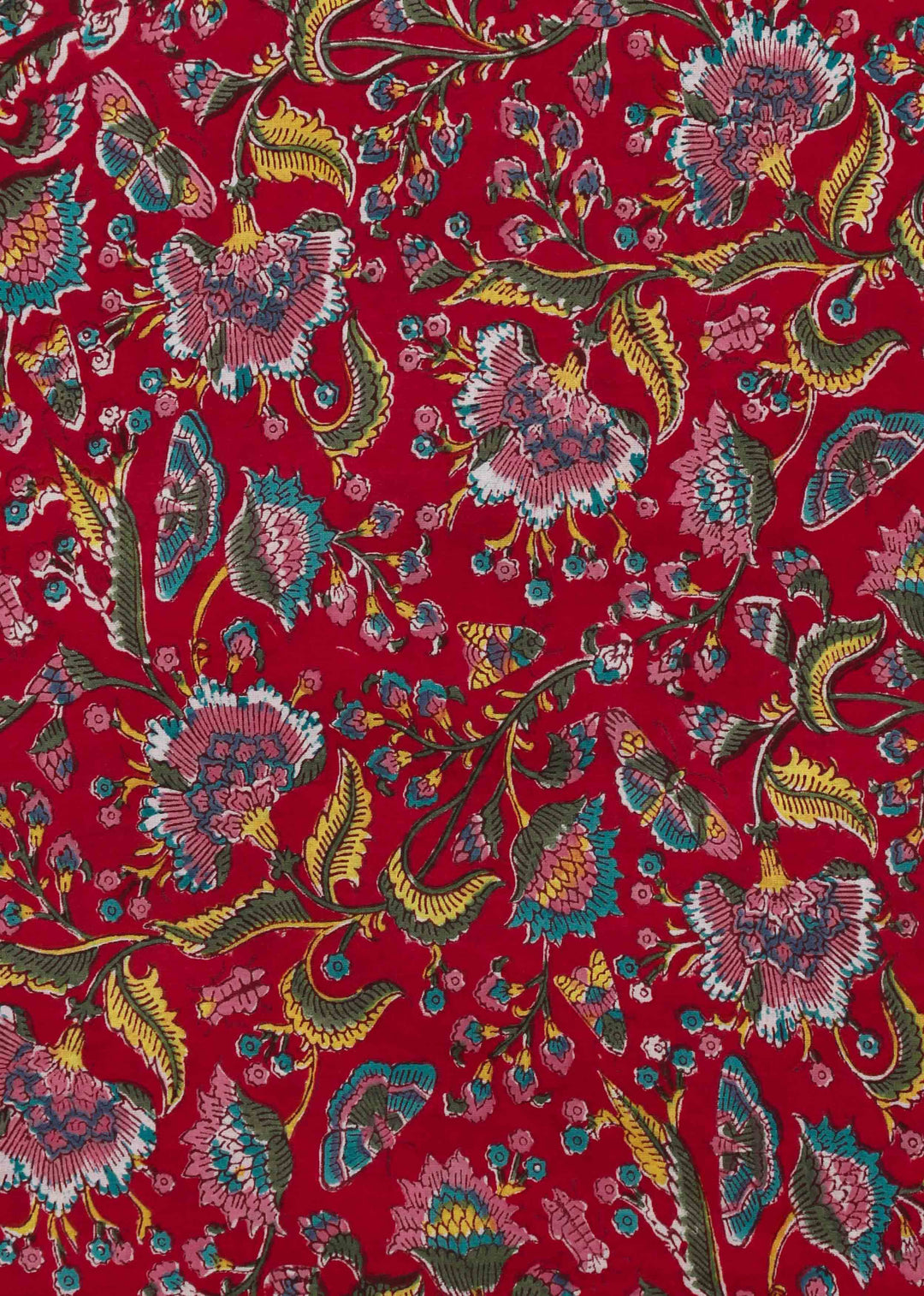 Scarlet Caravan Cotton Hand Block Printed Fabric