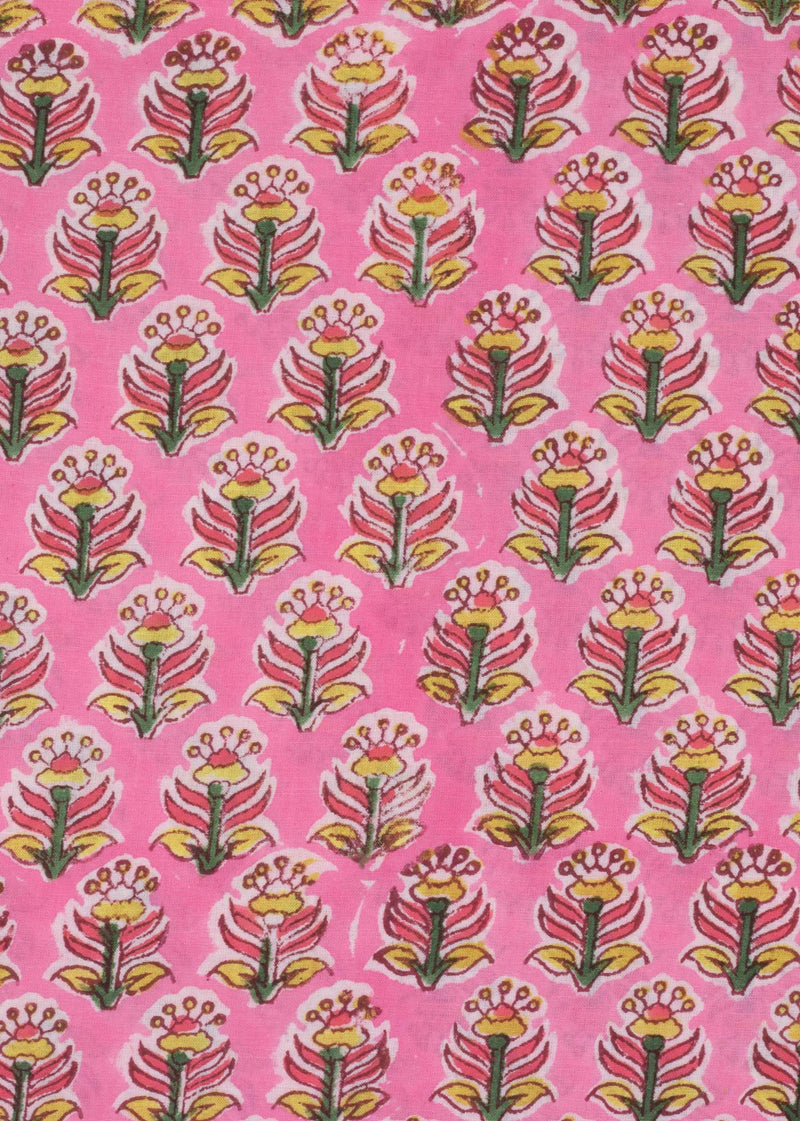 Eastertide Pink Cotton Hand Block Printed Fabric