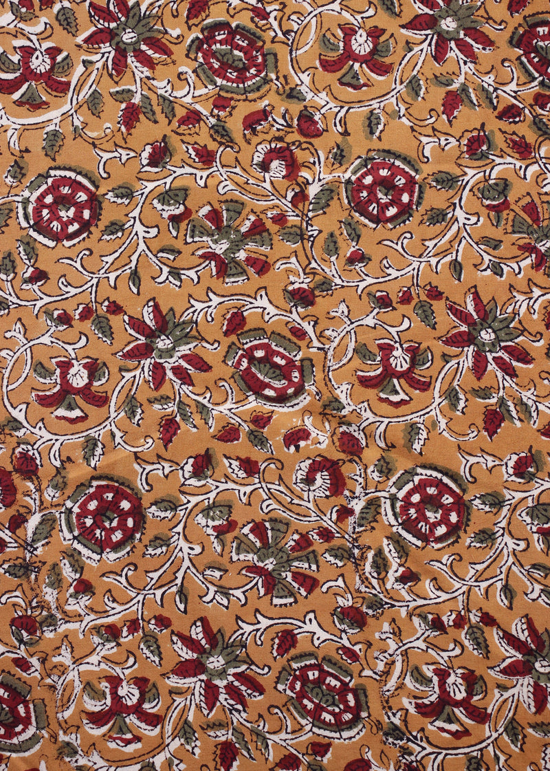 Ode to Mustard Cotton Hand Block Printed Fabric