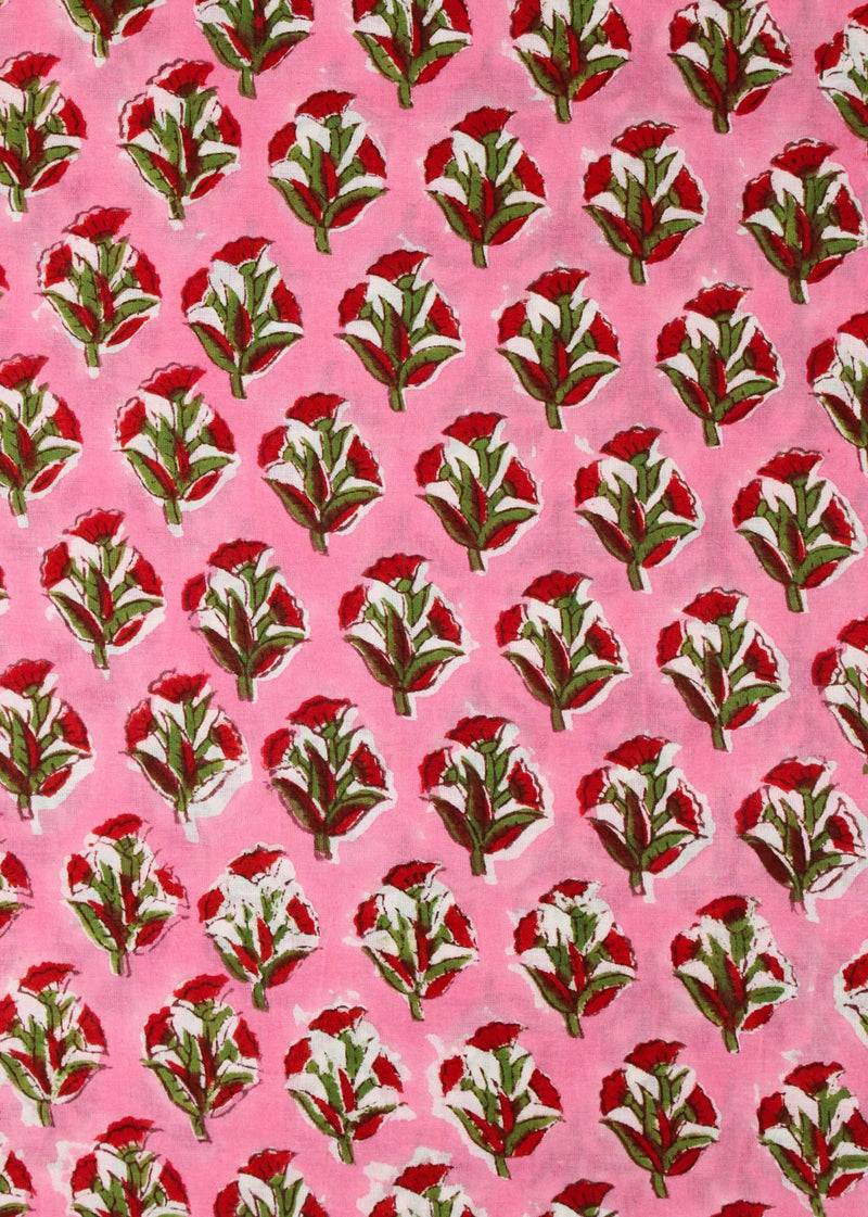 Fire Flame Cotton Hand Block Printed Fabric