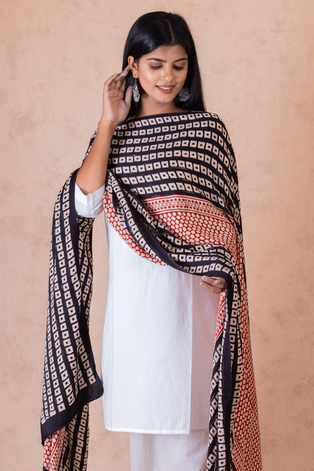 Solidus Modal Satin Hand Block Printed Dupatta