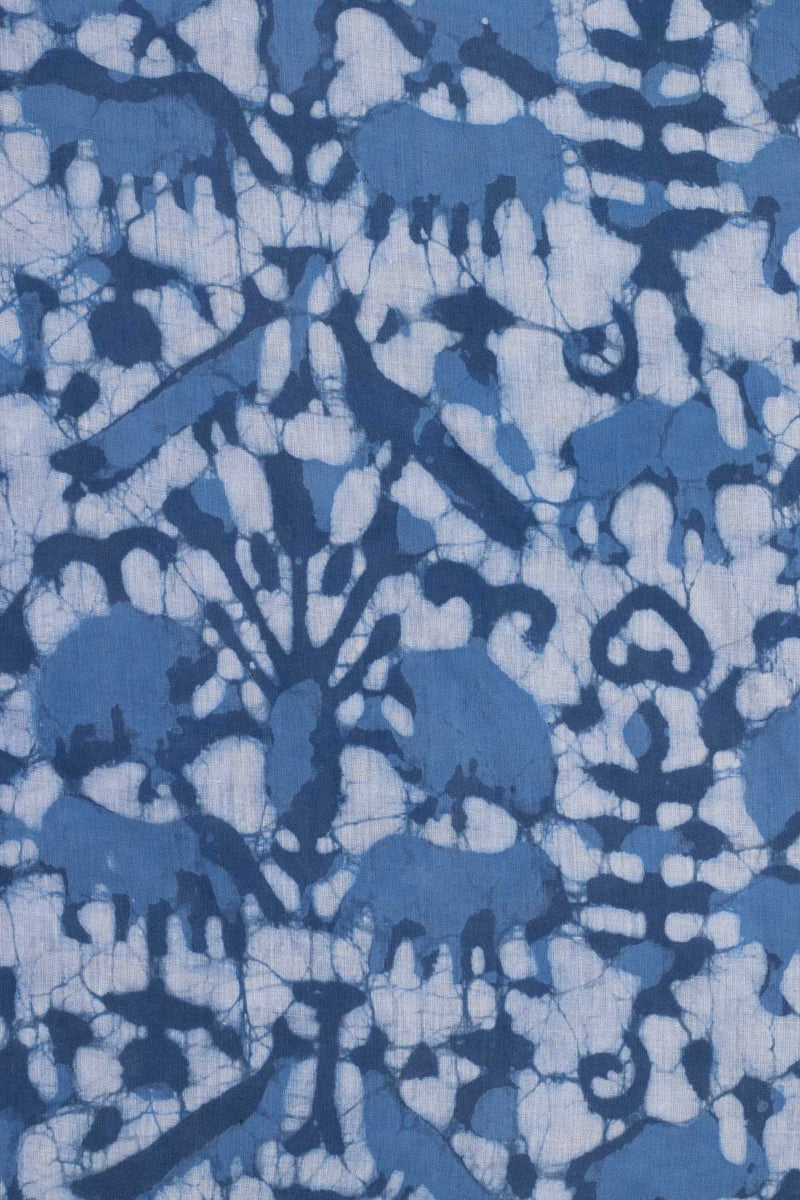 Dance of the wild Cobalt Blue & Dark Blue Hand Block Printed Cotton Mulmul Fabric