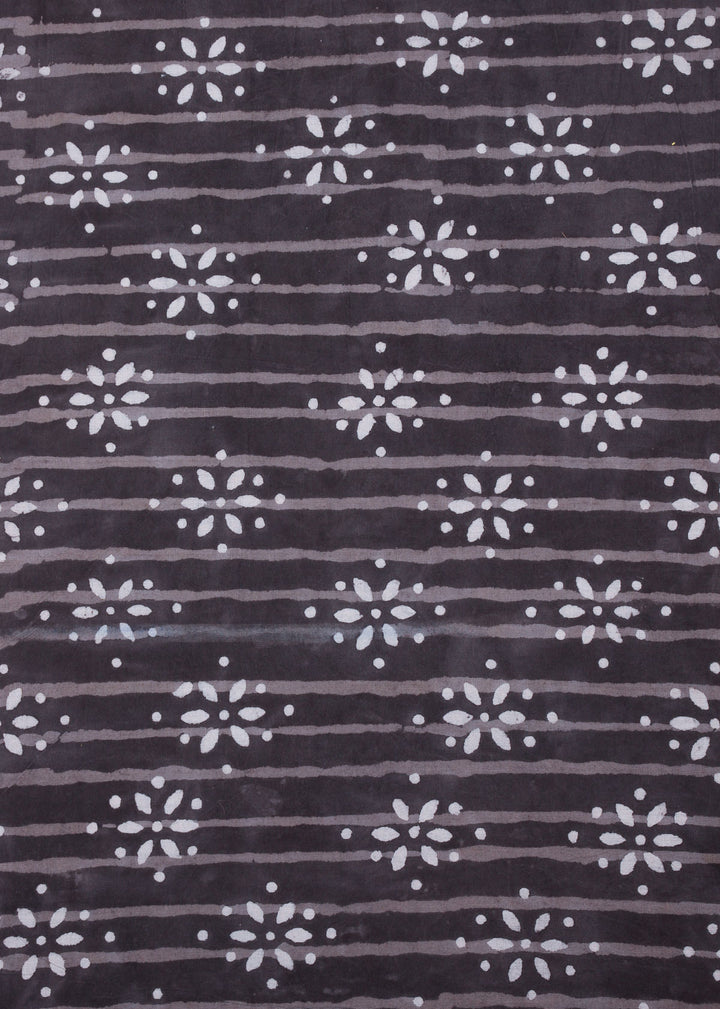 Sun Fall Brown Cotton Hand Block Printed Fabric