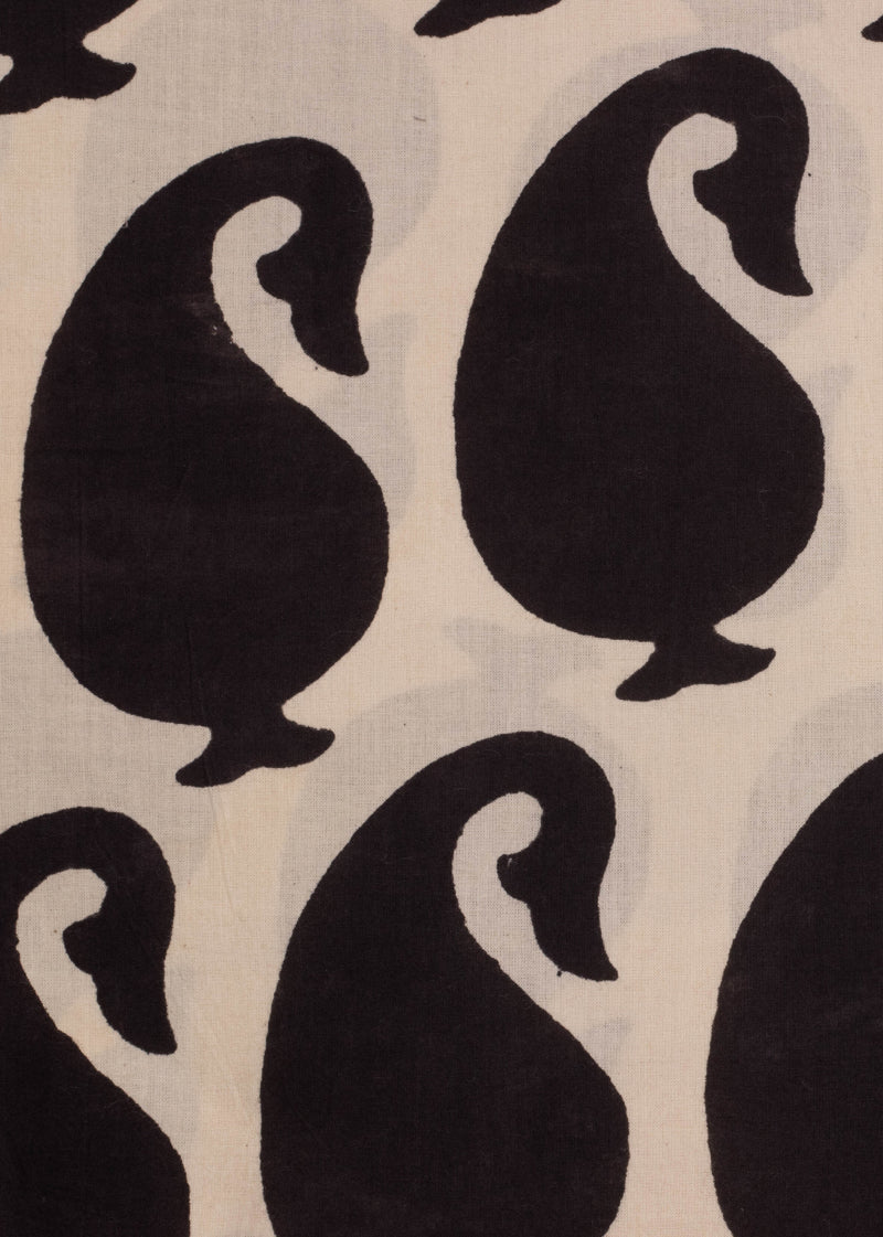 Cotton Kaali Kairi Black Hand Block Printed Fabric (1.00 Meter)