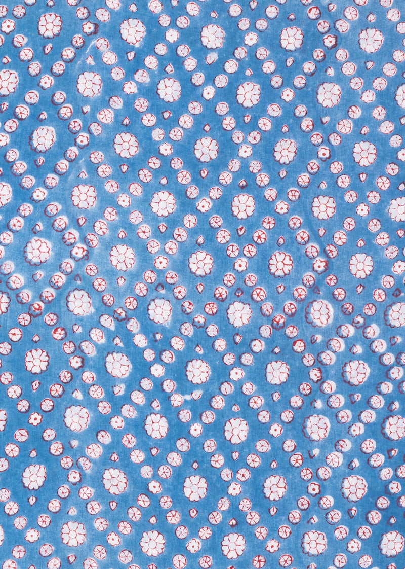 Floral Burfi Hand Block Printed Cotton Fabric (3.20 Meter)