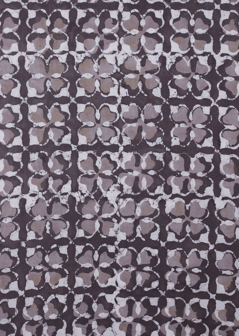 Clover Brown Cotton Hand Block Printed Fabric