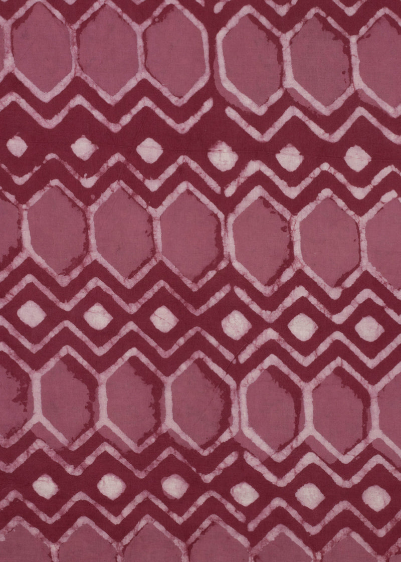 Diamond In The Rough Waters  Boysenberry Cotton Hand Block Printed Fabric (1.00 Meter)